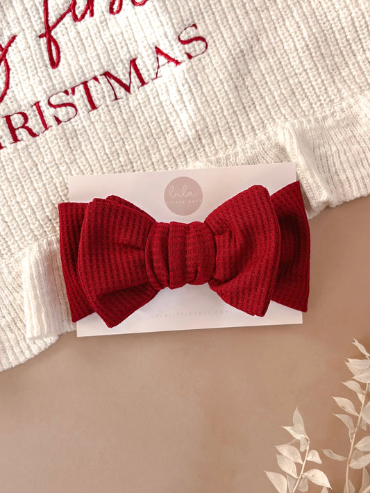 Waffle Oversized Topknot Headband | Red