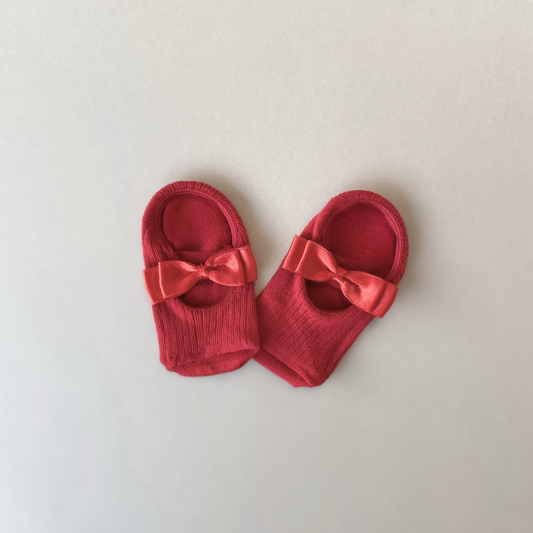 Baby Ballet Bow Socks | Berry Red