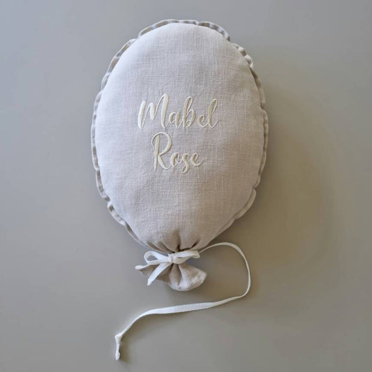 Baby Announcement Balloon Cushion | Linen | Personalised