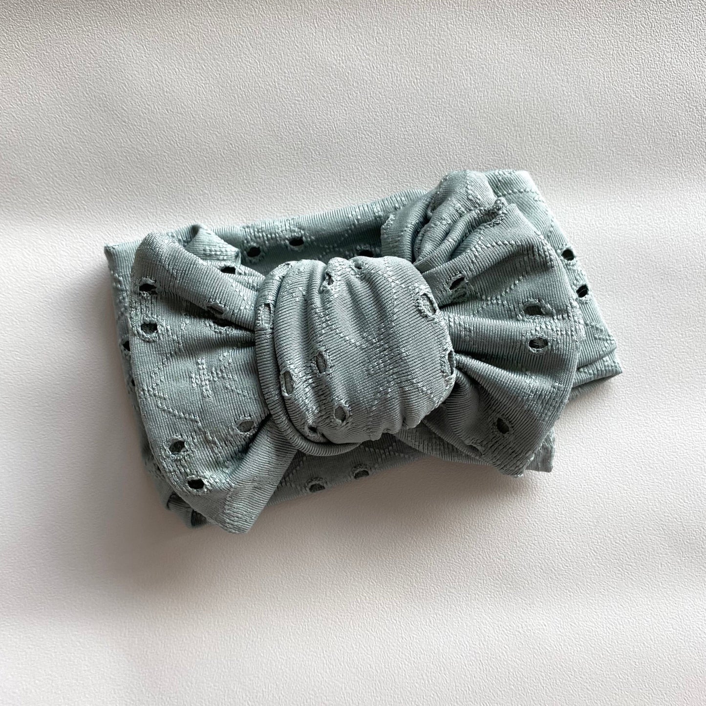 Baby Headband - Sage Broderie Anglaise