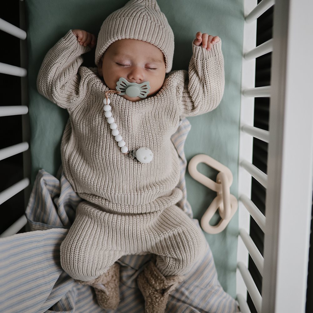Mushie Chunky Knit Baby Beanie | Beige