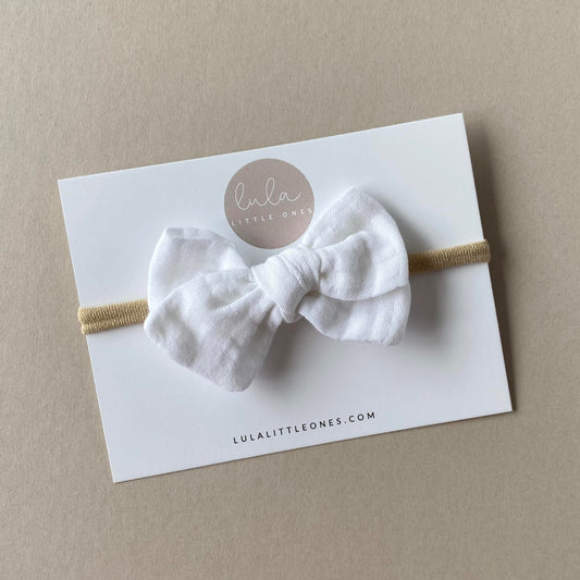 baby headband - newborn - white cotton bow