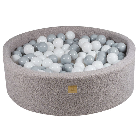 Grey Boucle Ball Pit 90x30cm with 200 Balls | Select Your Own Colours