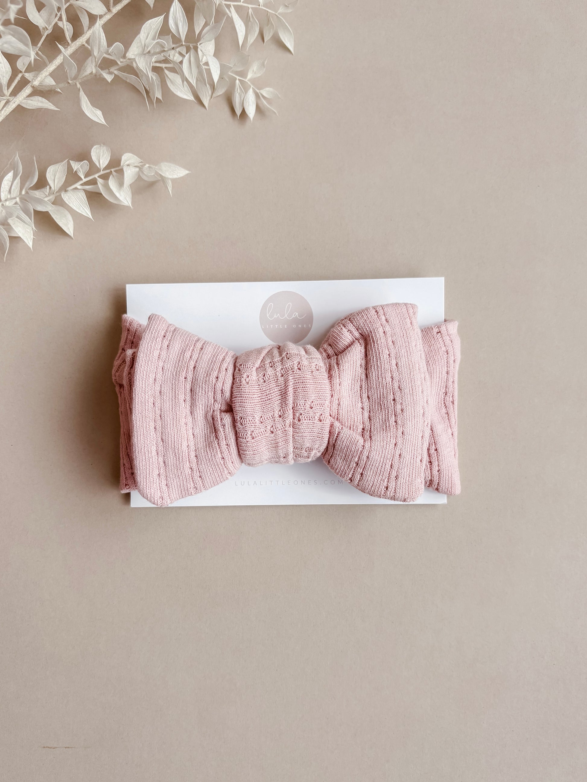 baby bow headband - dusky pink