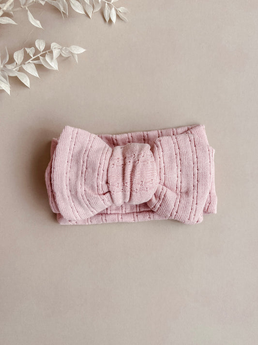 baby bow headband in dusky pink