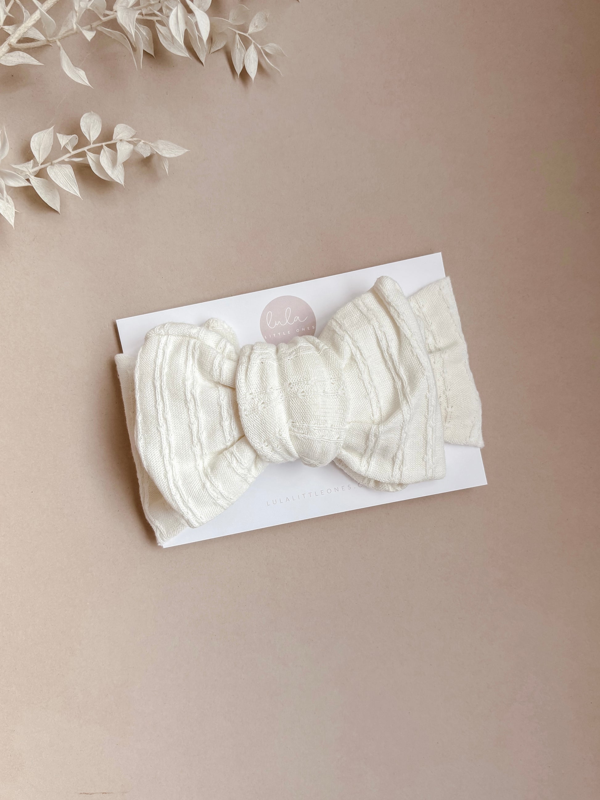 baby topknot headband - ivory bow