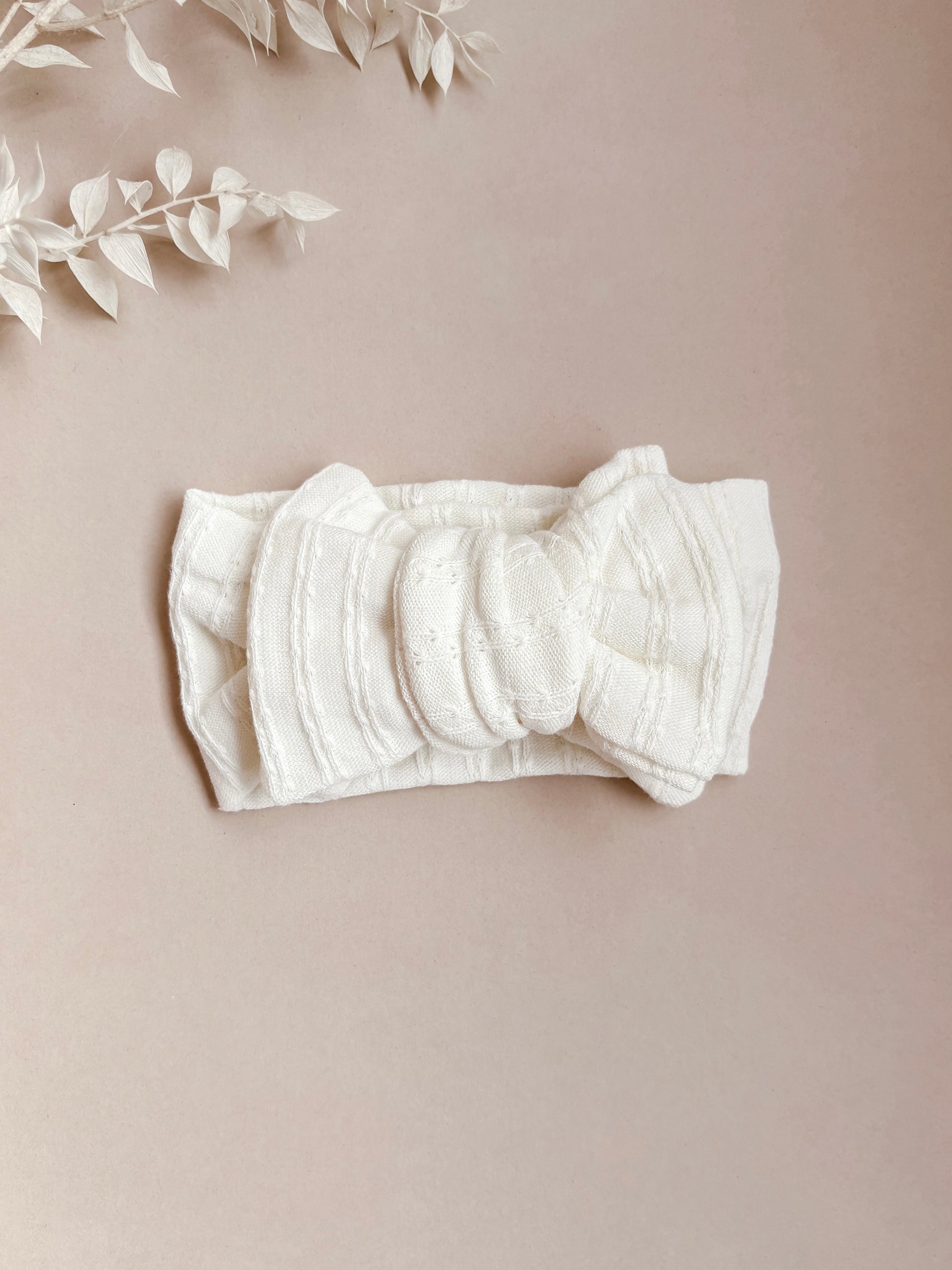 baby topknot headband - ivory bow