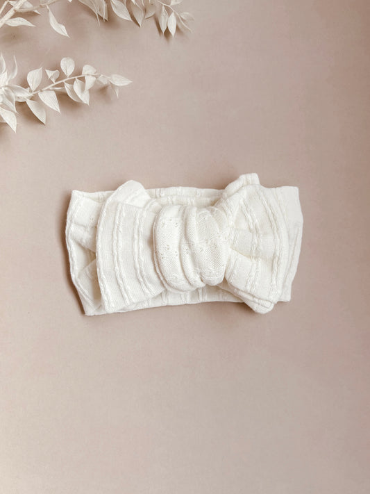 baby topknot headband - ivory bow
