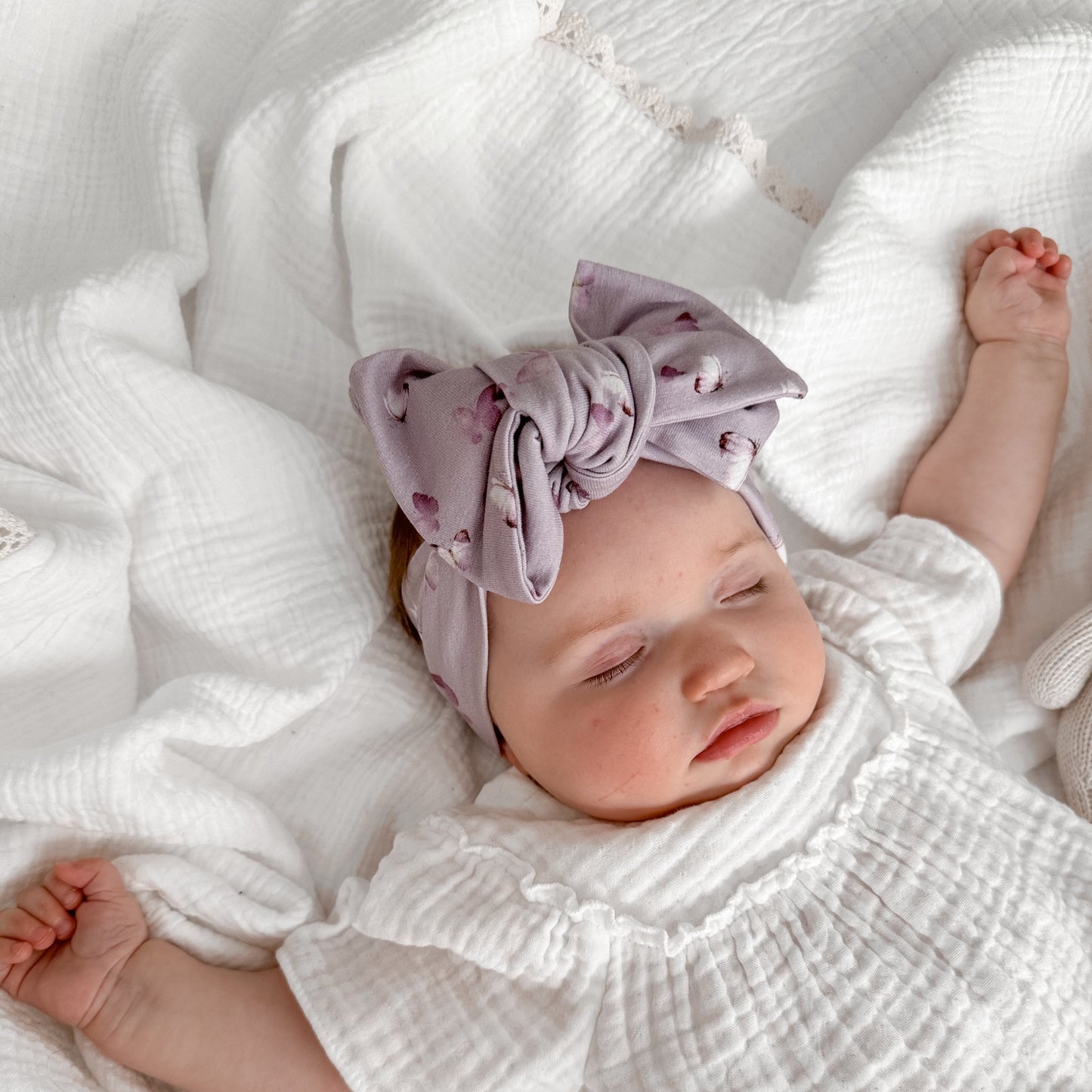 Oversized Topknot Headband | Lilac Butterflies