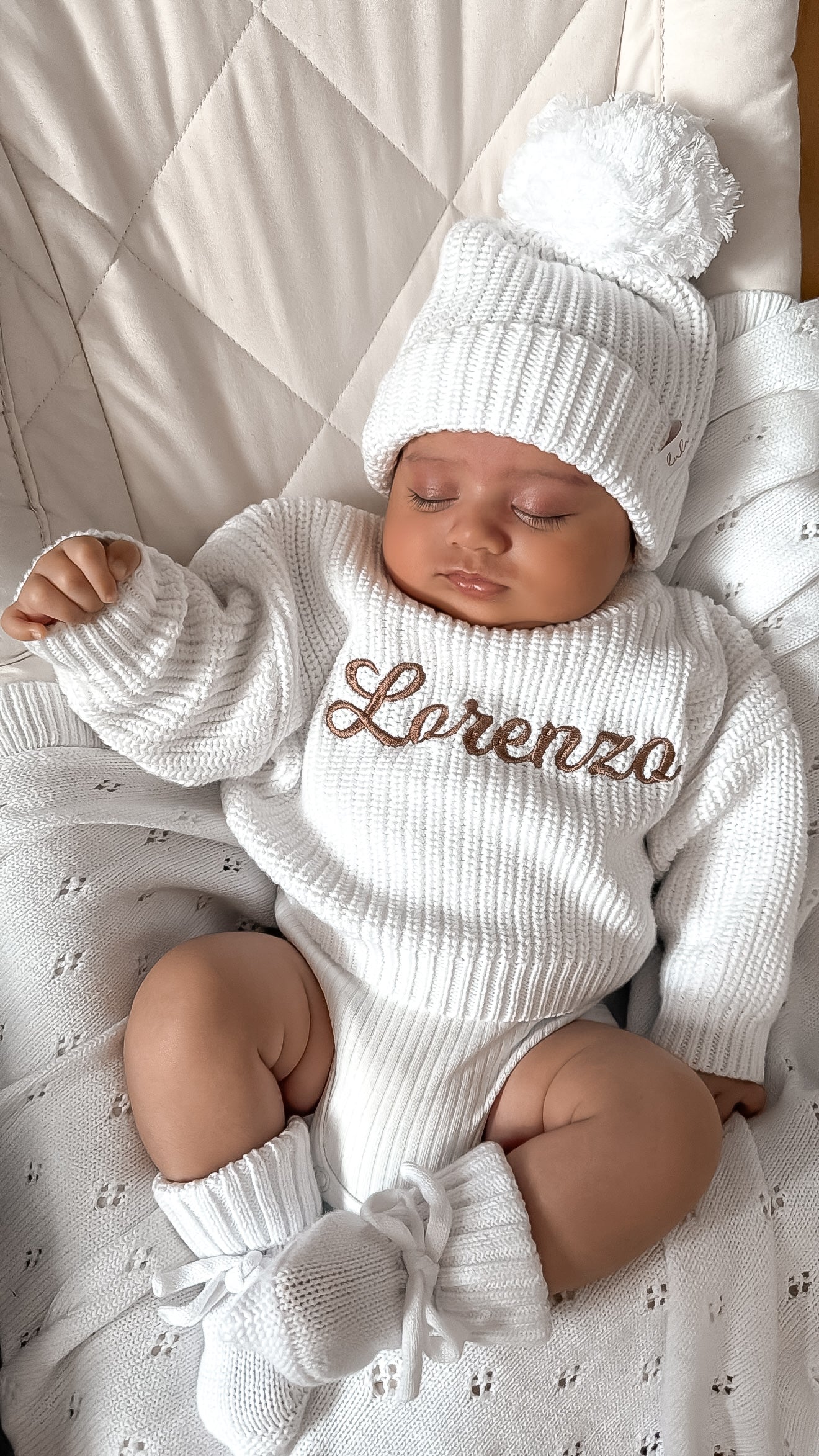 personalised baby clothes - white chunky knit