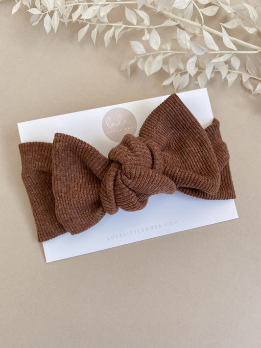 Eva Rib Topknot Headband | Cocoa