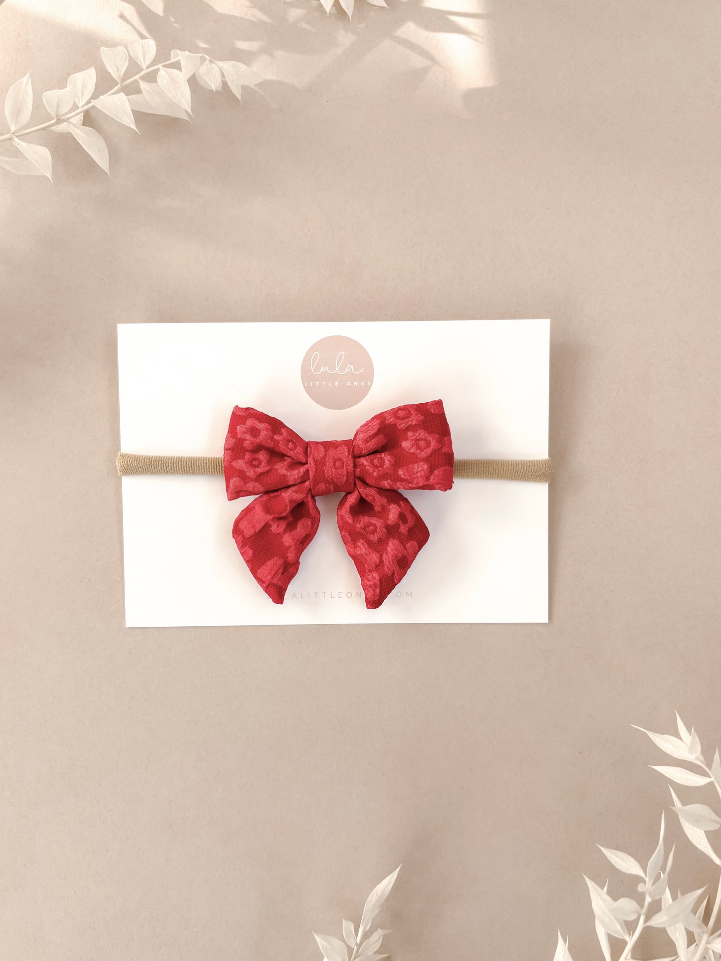 Floral Bow Headband | Red