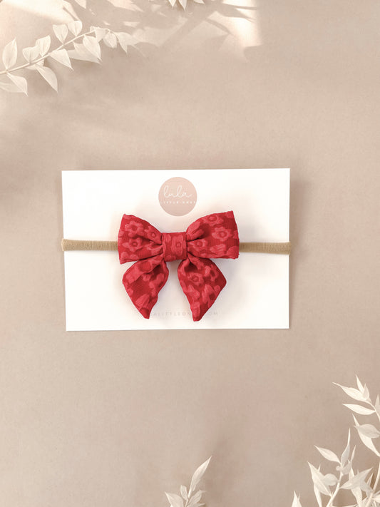 Floral Bow Headband | Red