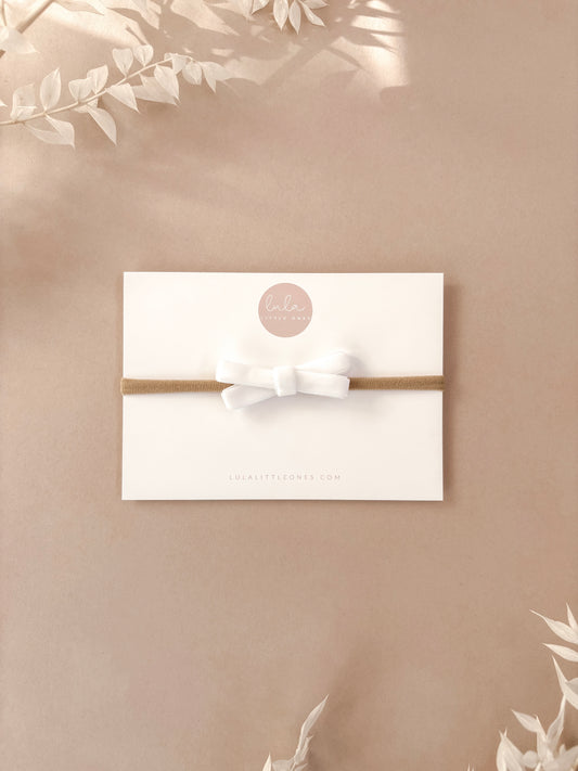 Velvet Bow Headband | White