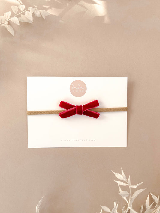 Velvet Bow Headband | Ruby Red