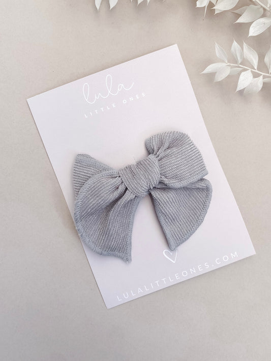 Ribbed Bow Hair Clip | Dove Grey