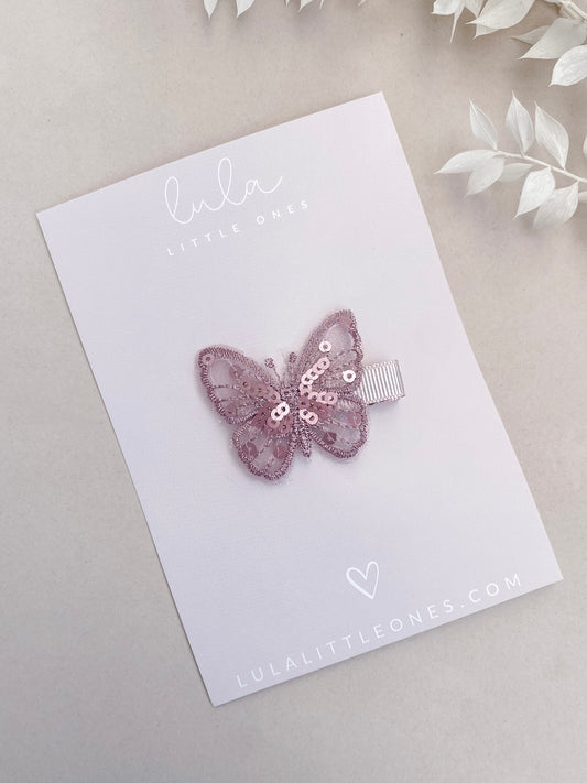 Shimmer Butterfly Hair Clip | Mauve