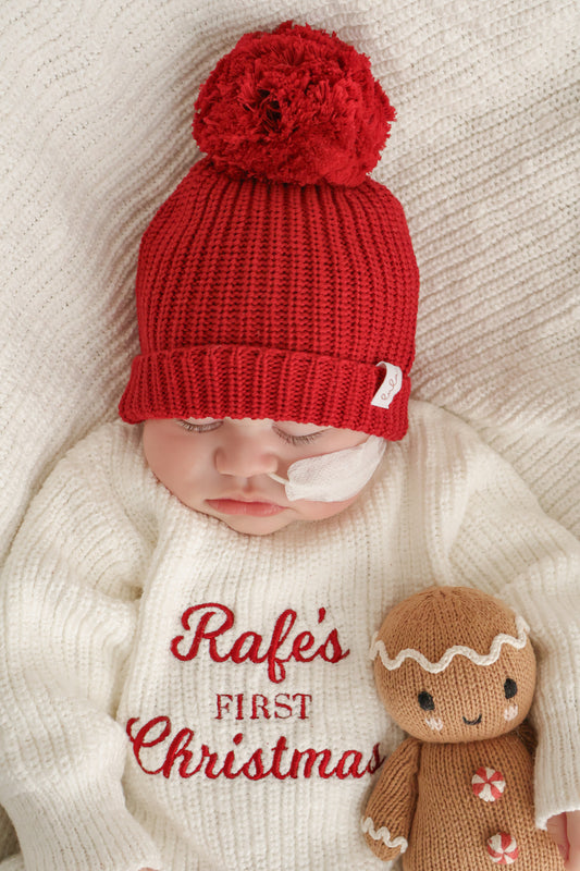 Chunky Knit Baby Hat | Ruby Red