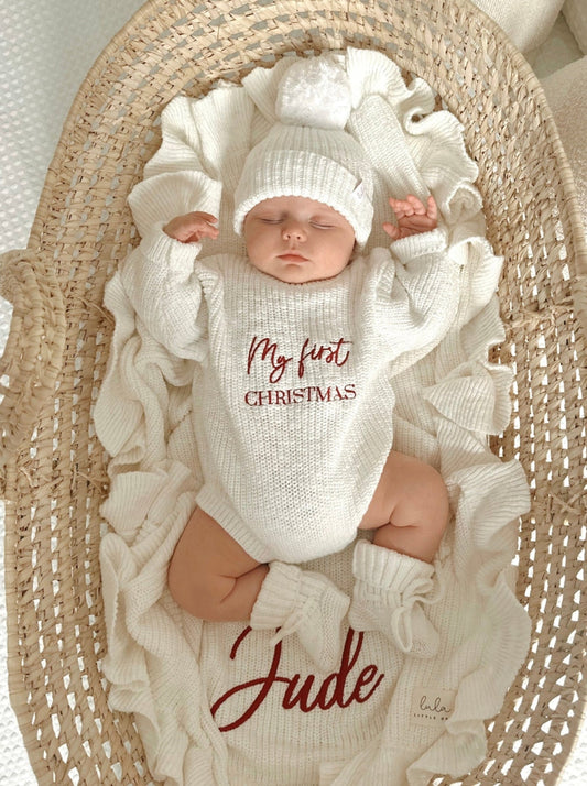 My First Christmas | Chunky Knit Romper | Ivory