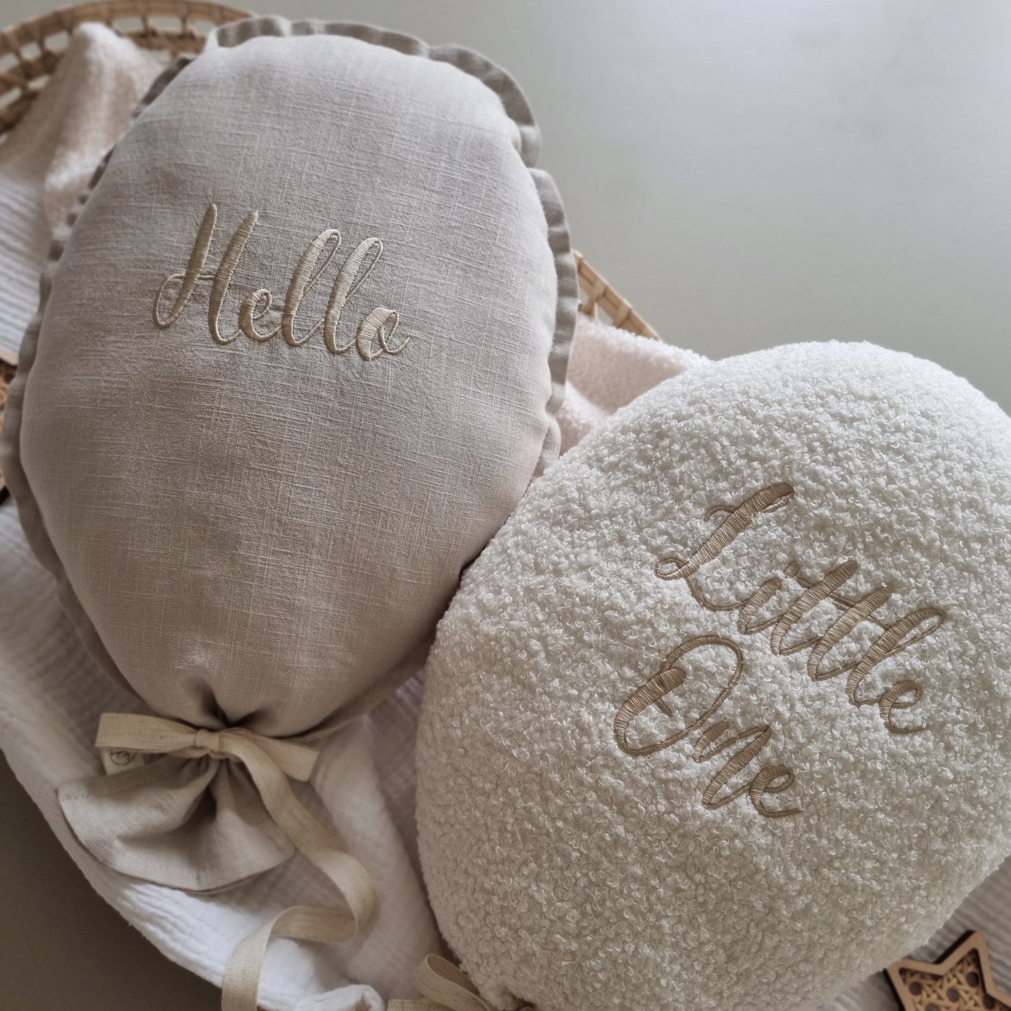 Baby Announcement Balloon Cushion | Linen | Personalised