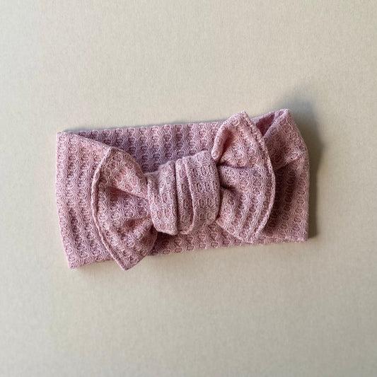 Waffle Knit Topknot Headband | Rose Pink