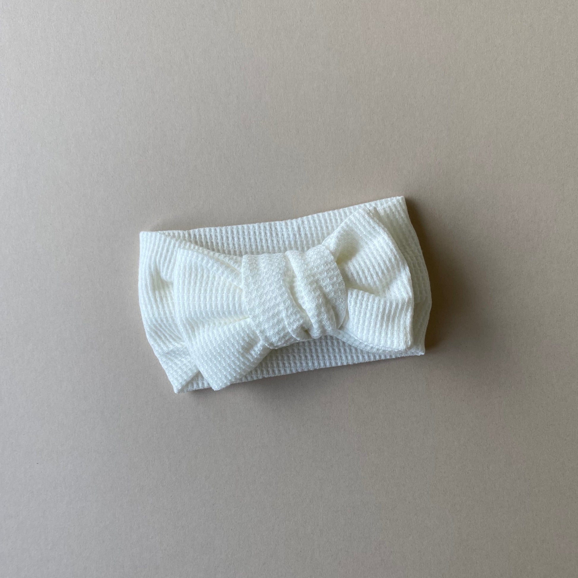 Baby Headband | Ivory Waffle Top Knot 