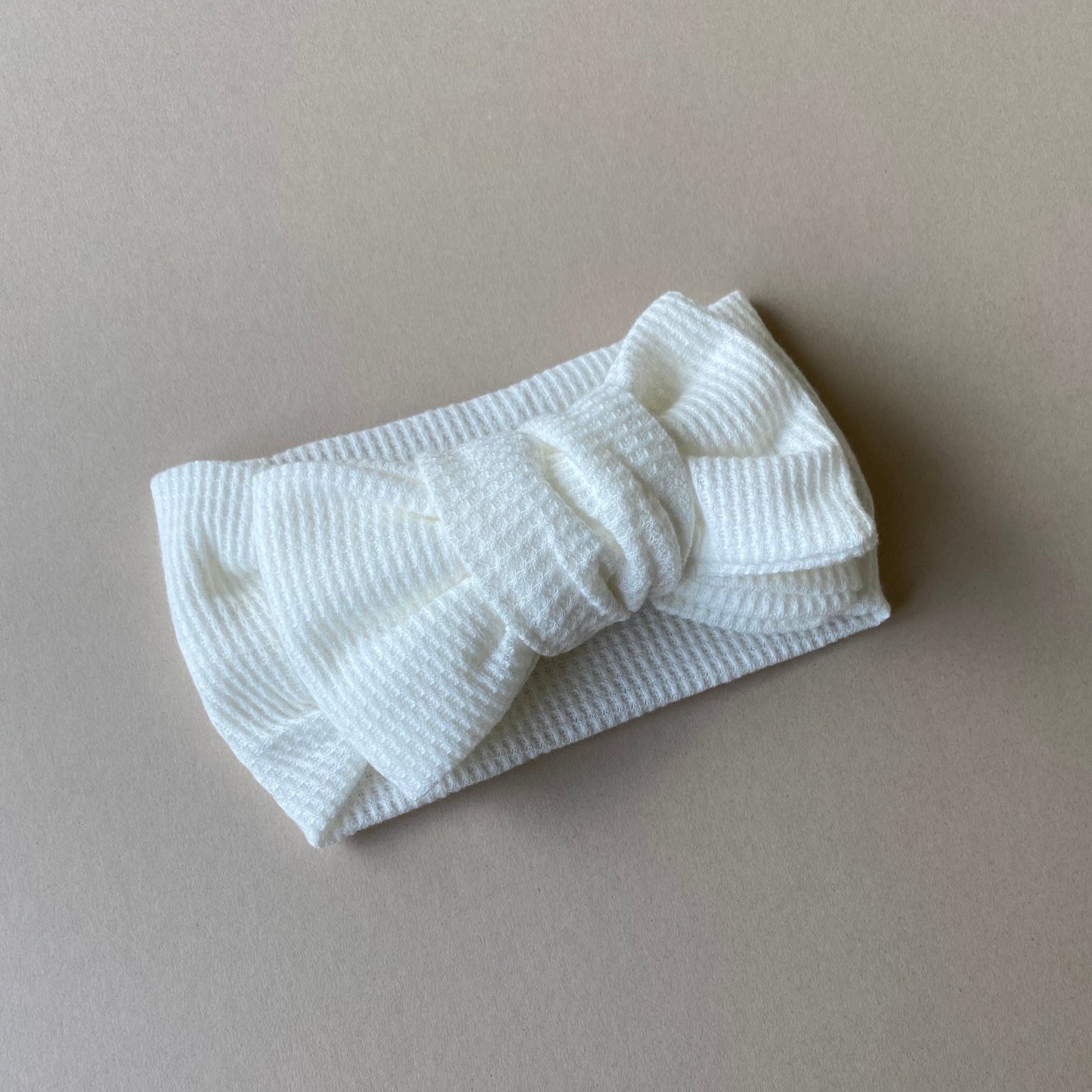 Baby Headband | Ivory Waffle Top Knot
