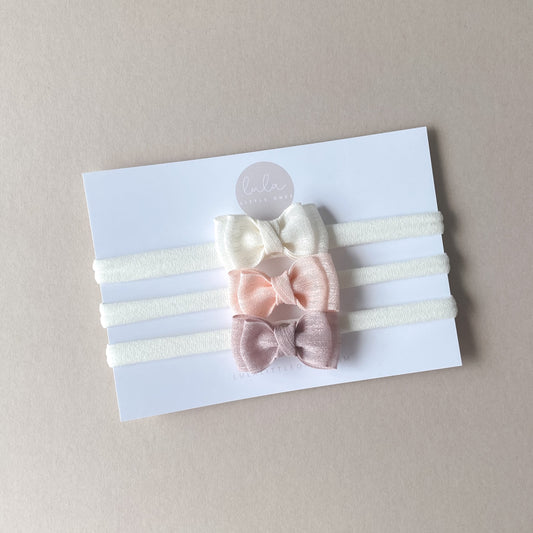 Cotton Bow Headband Set | Ivory | Blush | Lilac