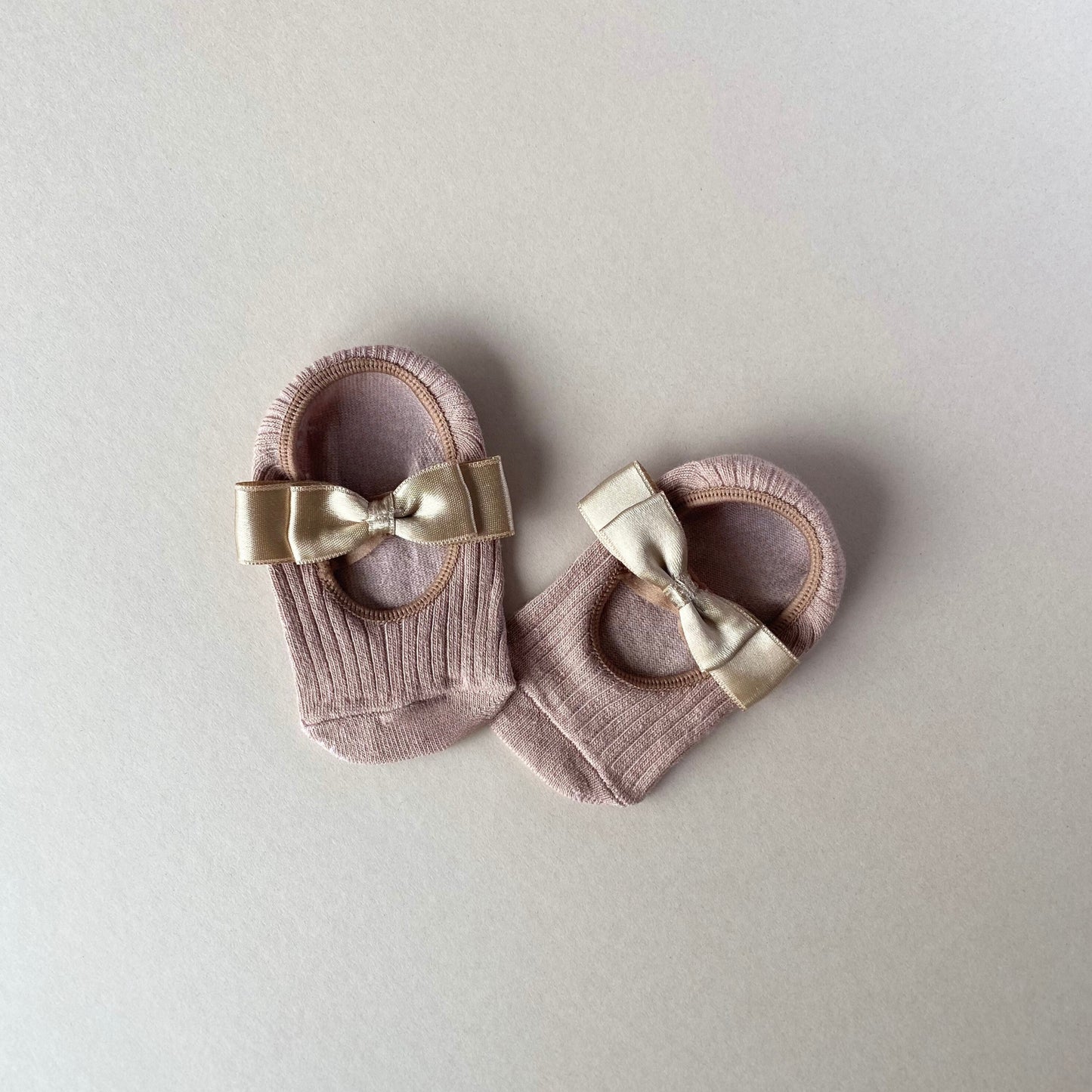 Baby Ballet Socks With Bow - Beige