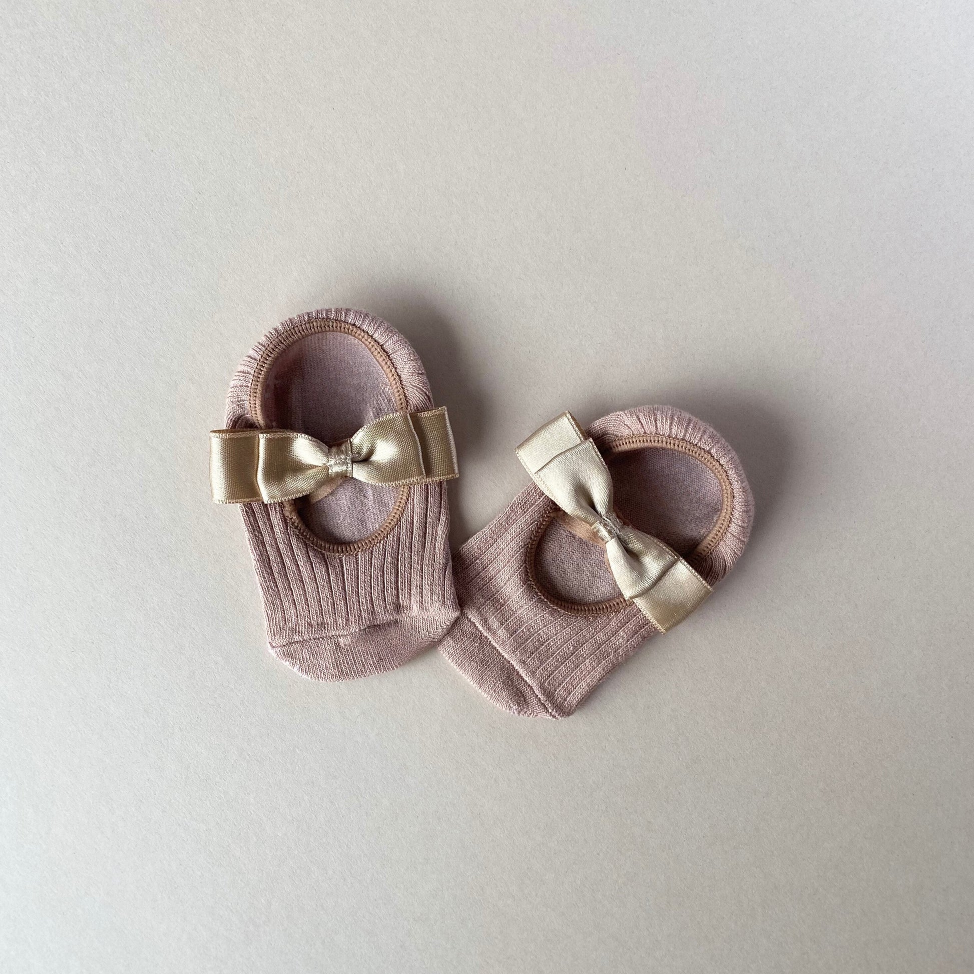 Baby Ballet Socks With Bow - Beige