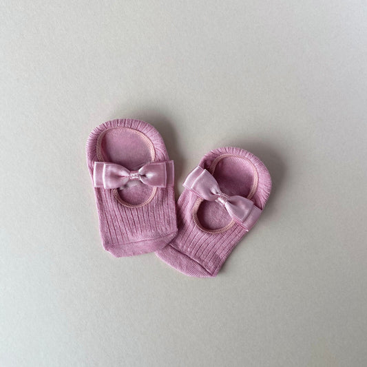 Baby Ballet Socks With Bow | Dusky Pink