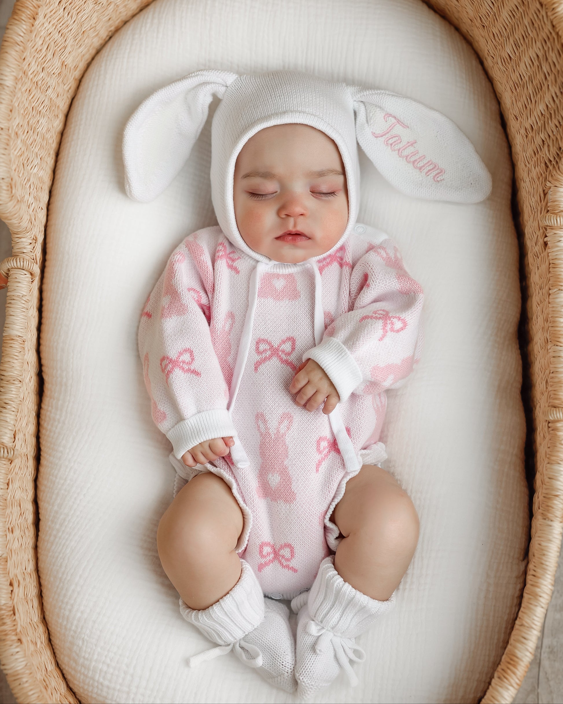 baby bunny and bow frill romper