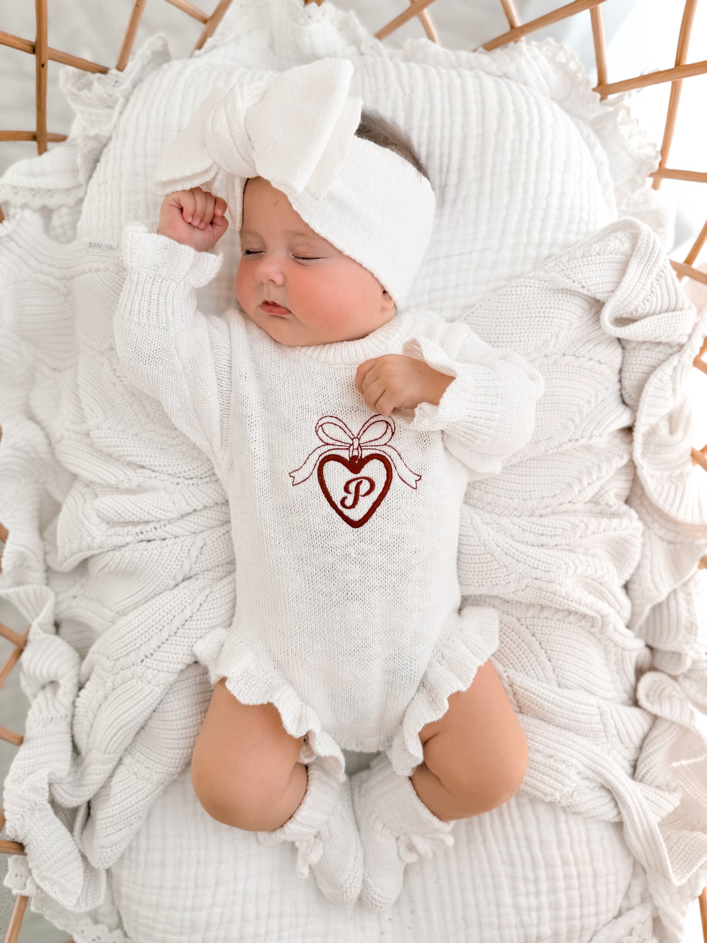 personalised knit baby romper - initial in locket