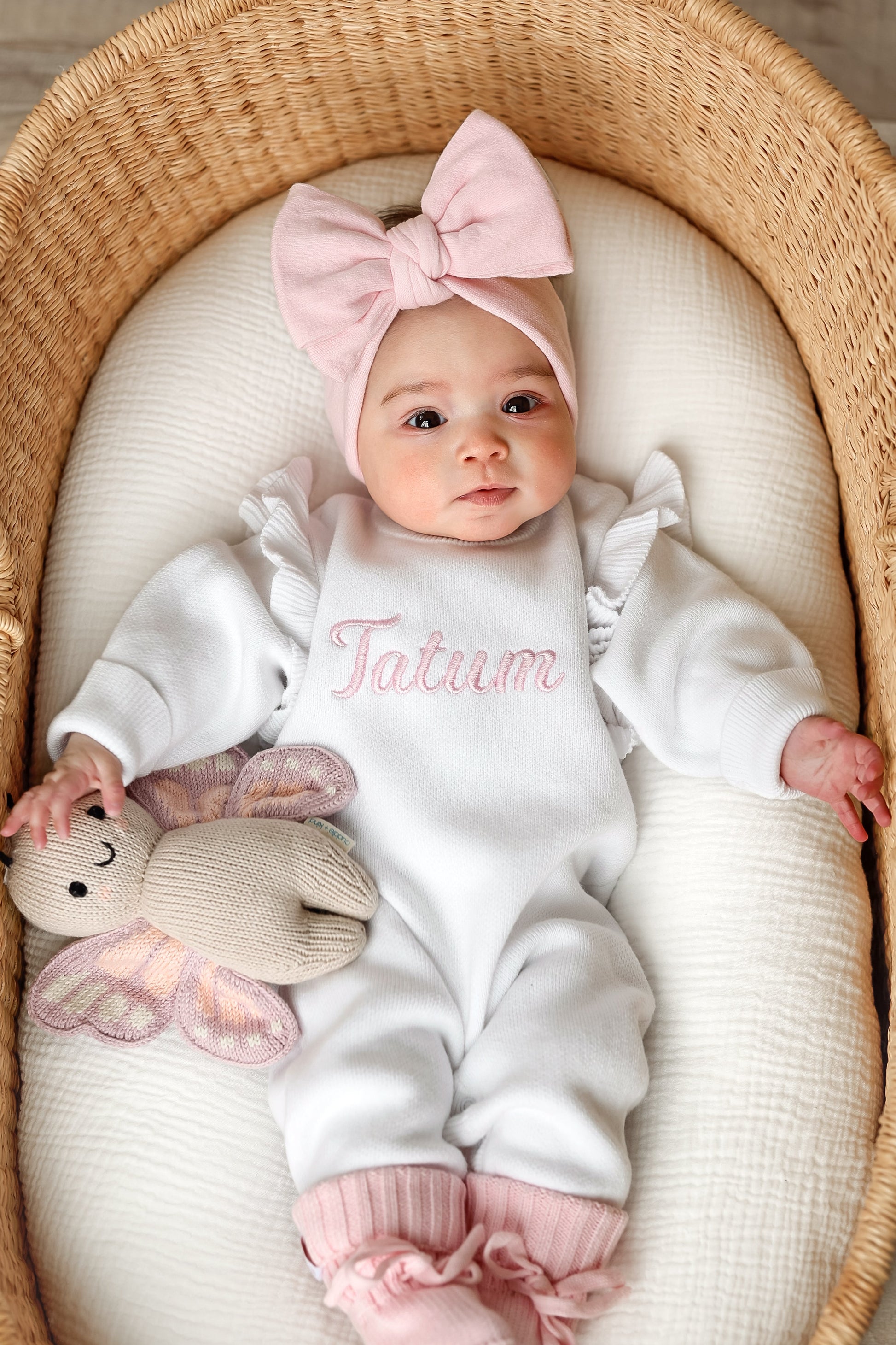 personalised baby romper - white with frills