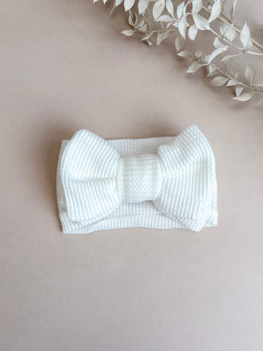 Waffle Oversized Topknot Headband | White