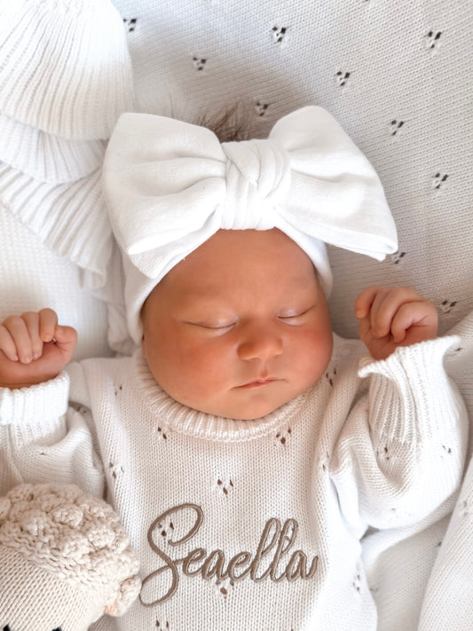 baby girl headband - white bow