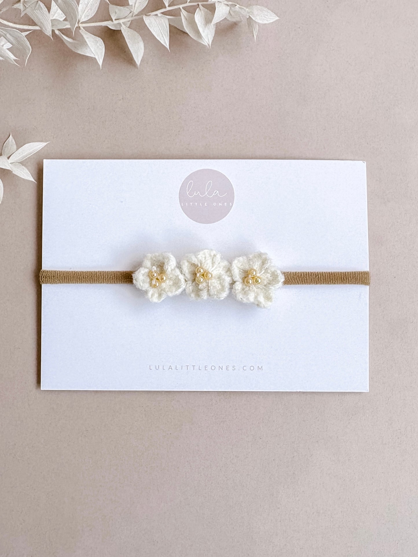 Knitted Flower Baby Headband | Ivory