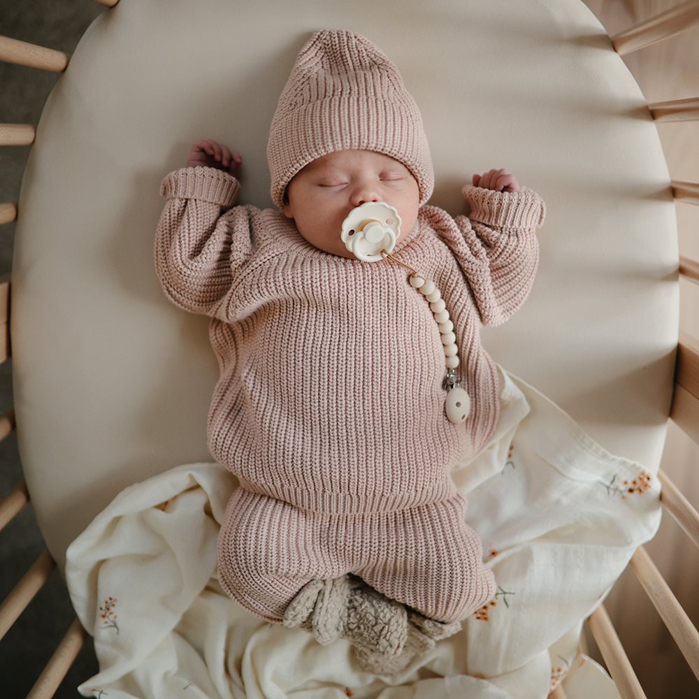 Mushie Chunky Knit Baby Sweater | Blush