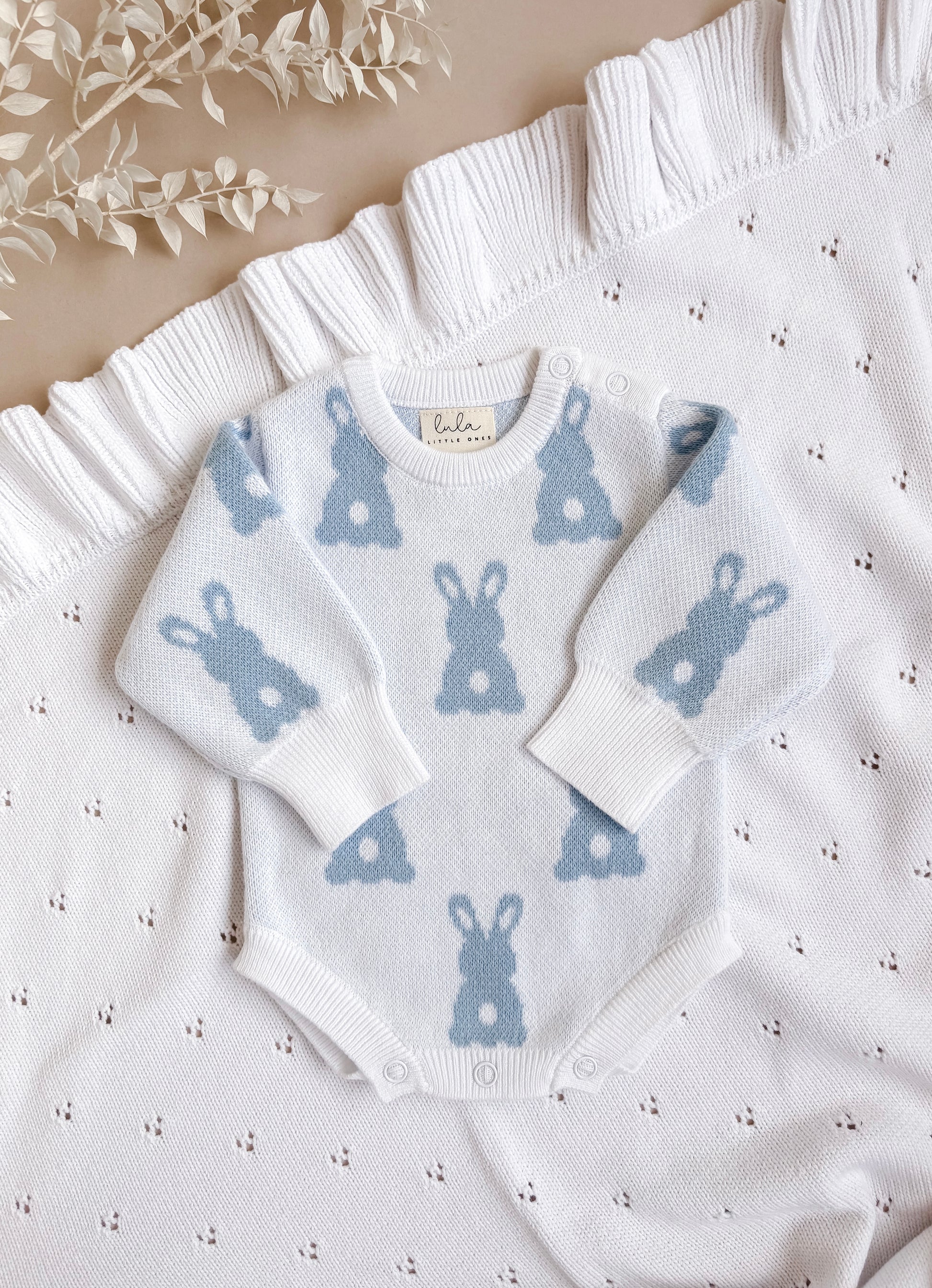 baby easter outfit - blue bunny romper
