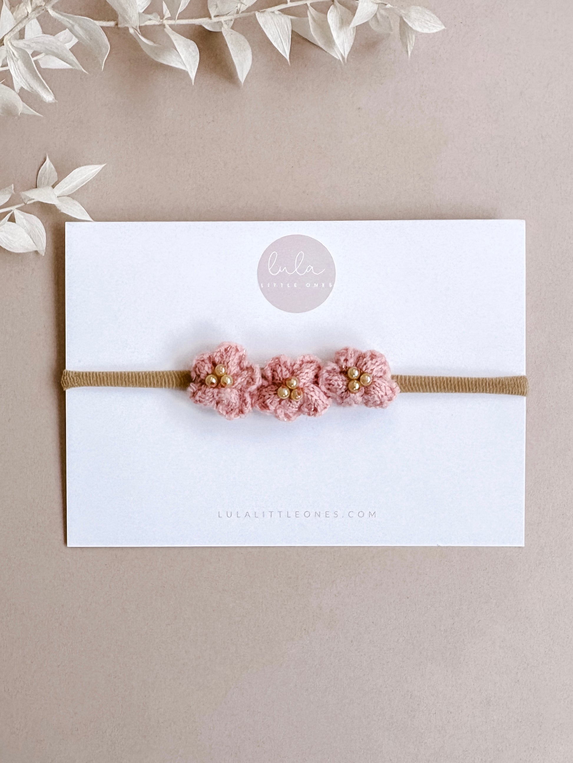 baby headband - pink flowers