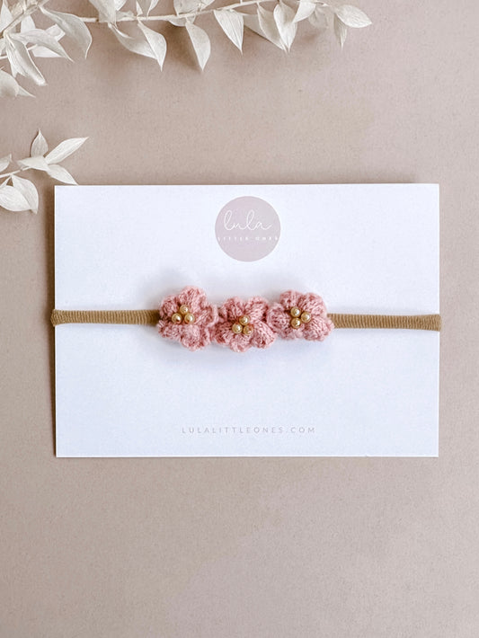 baby headband - pink flowers