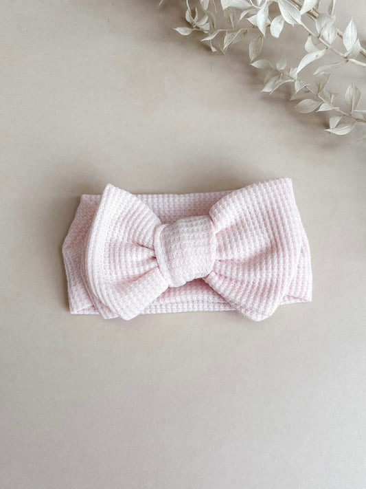 baby girl bow headband in light pink