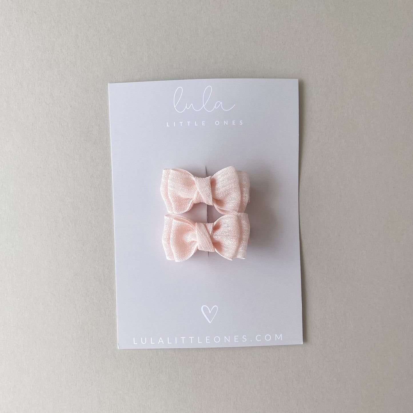 Cotton Bow Hair Clips | Pigtail Set | Blush