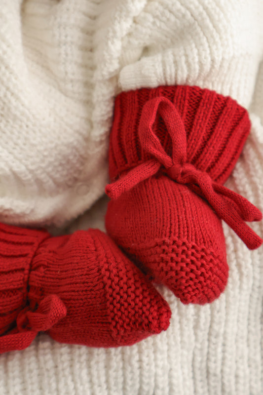 Baby Booties | Chunky Knit | Ruby Red