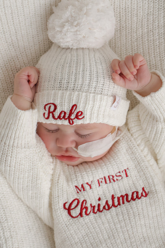 Personalised Chunky Knit Baby Hat | Ivory