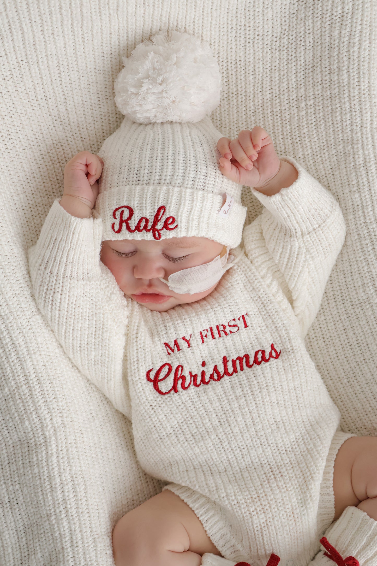 My First Christmas | Chunky Knit Romper | Ivory