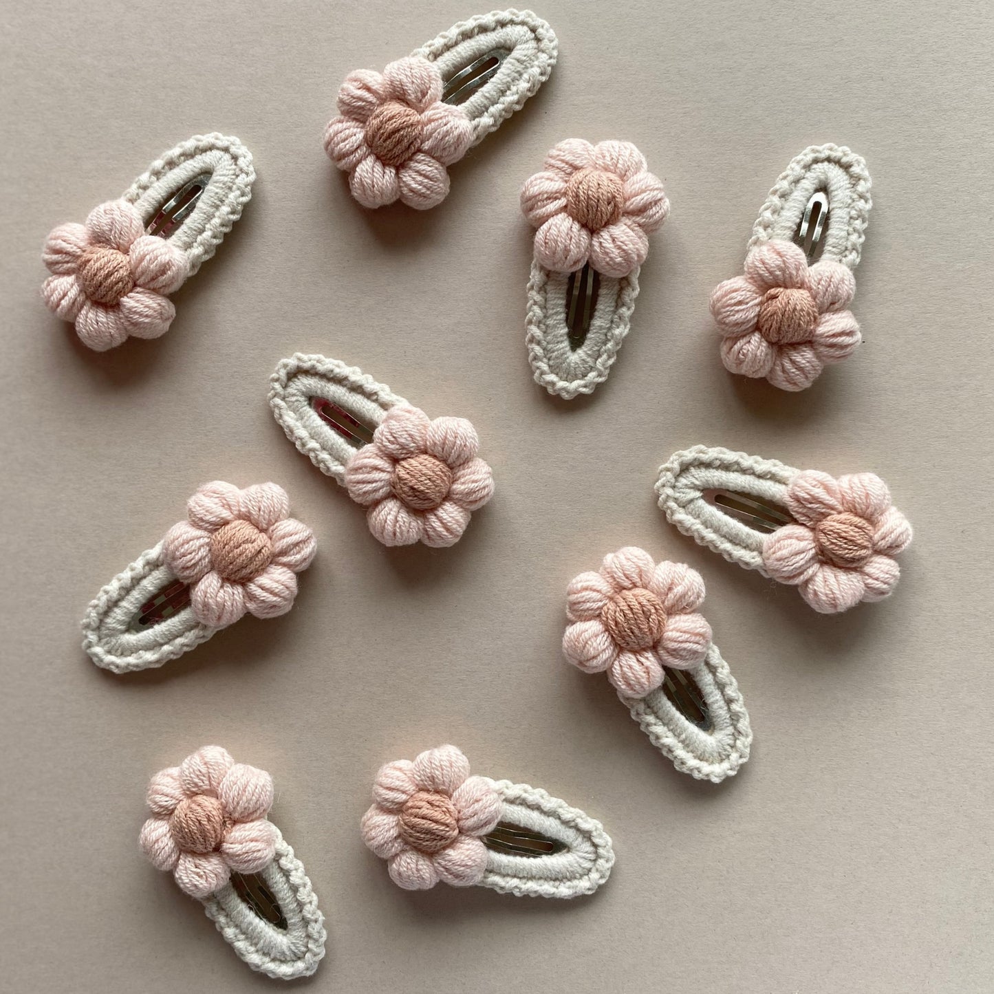 Crochet Flower Hair Clip | Powder Pink