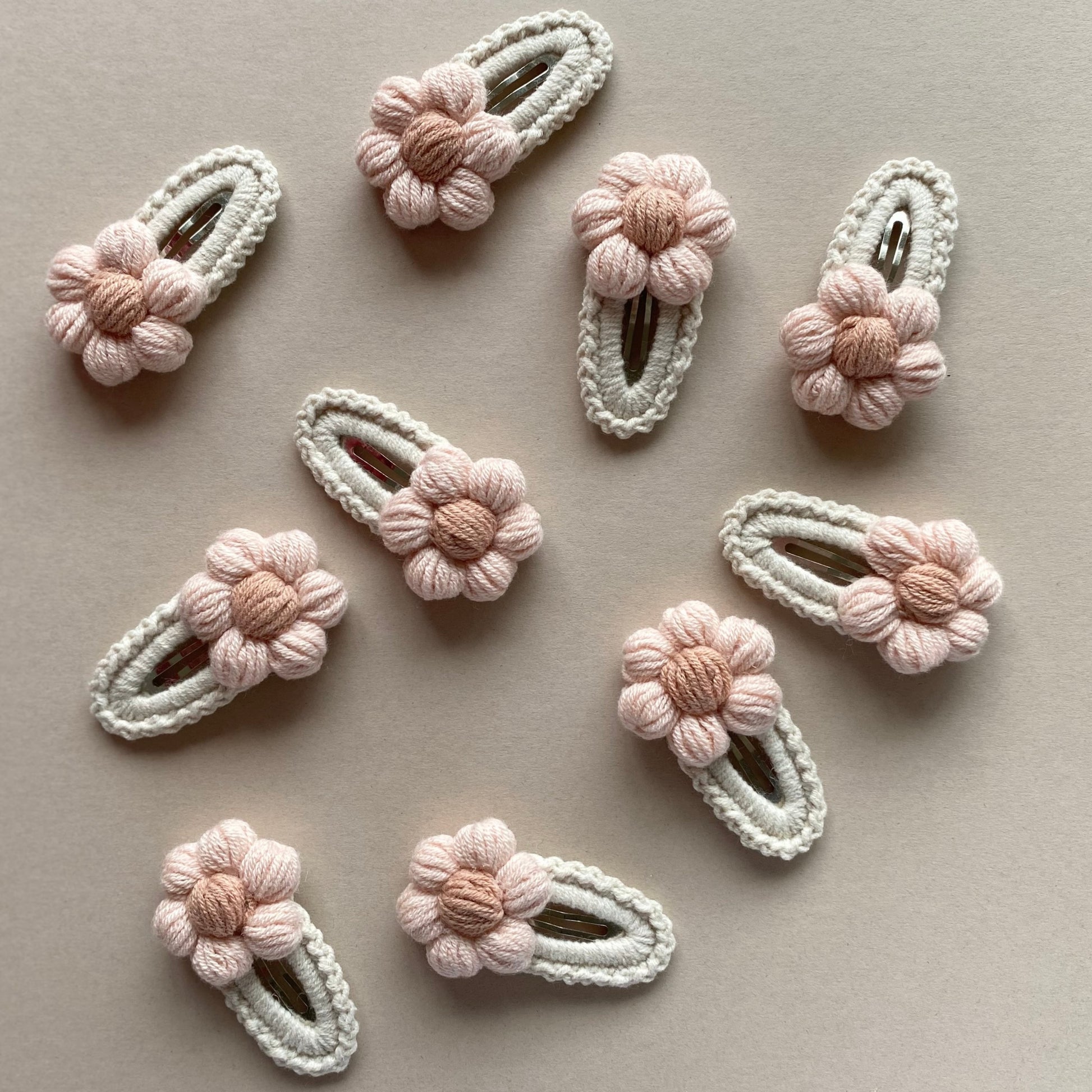 Crochet Flower Hair Clip | Powder Pink