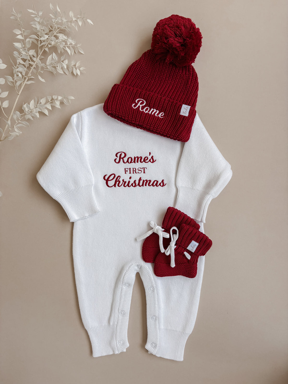 Personalised Chunky Knit Baby Hat | Ruby Red