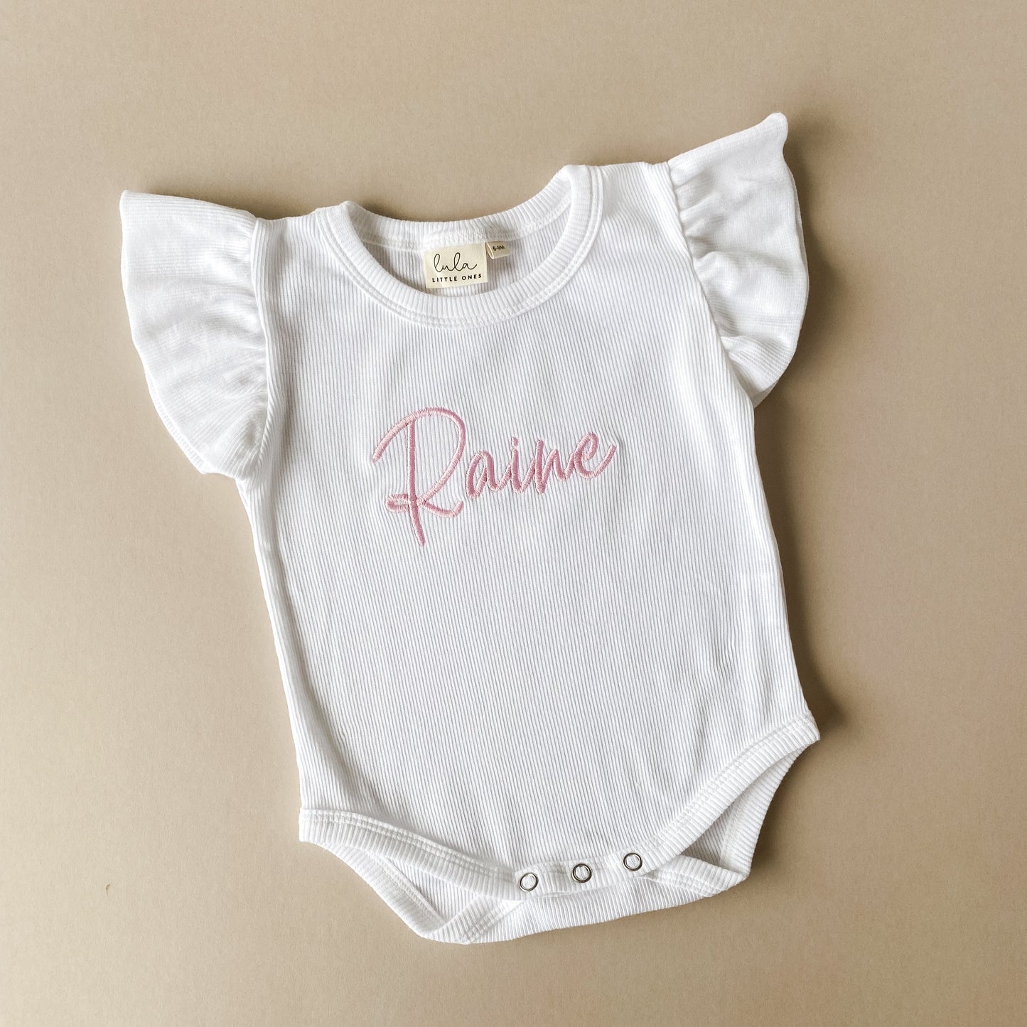 Personalised | Frill Baby Bodysuit | White